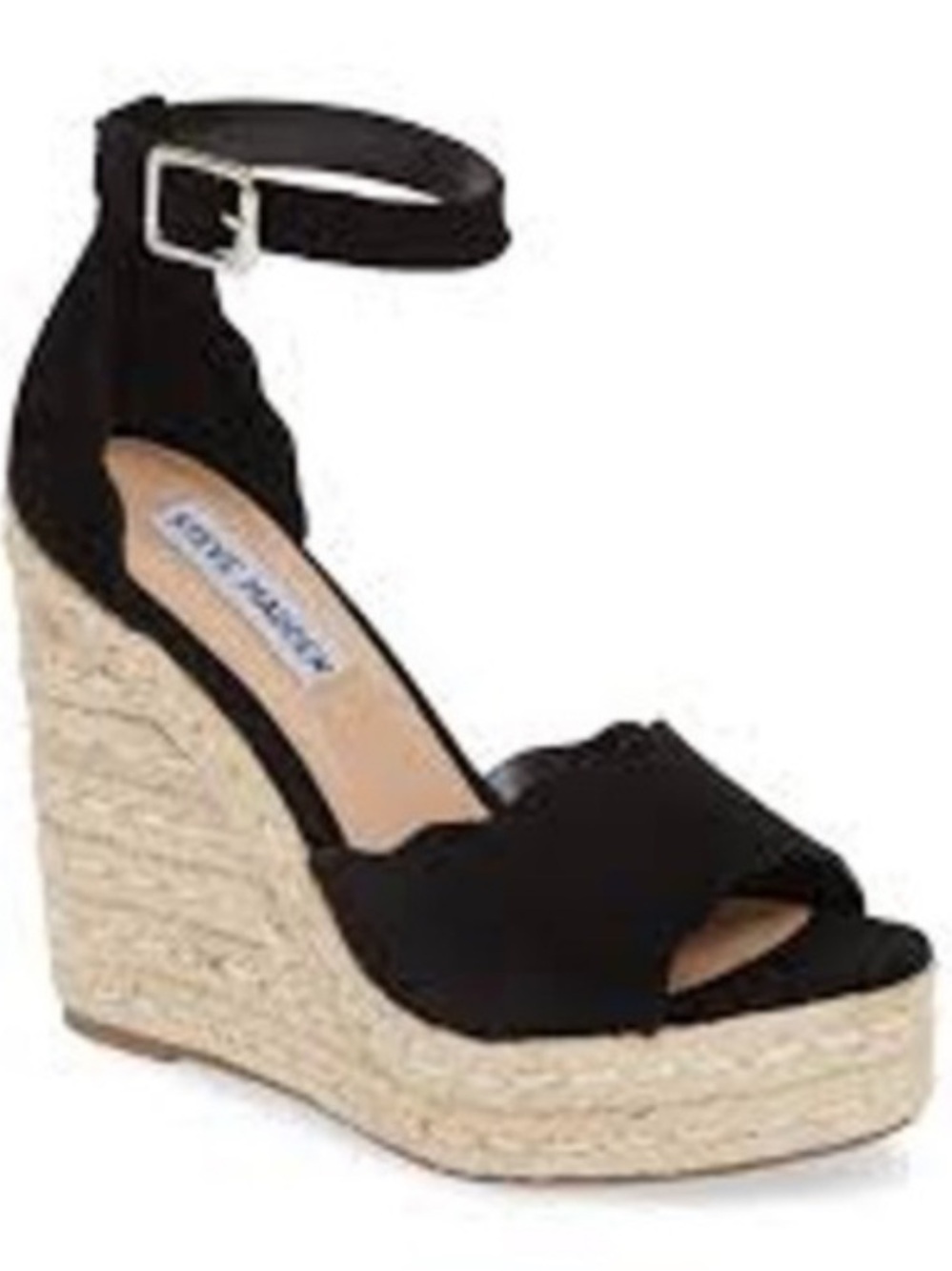 Steve Madden Susana Black Suede Espadrille Wedge Sandals | 10